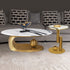 Amara Gold Base Round Accent Table With Side Table - Set of 2 (Stainless Steel) (PANDA STONE) (N)
